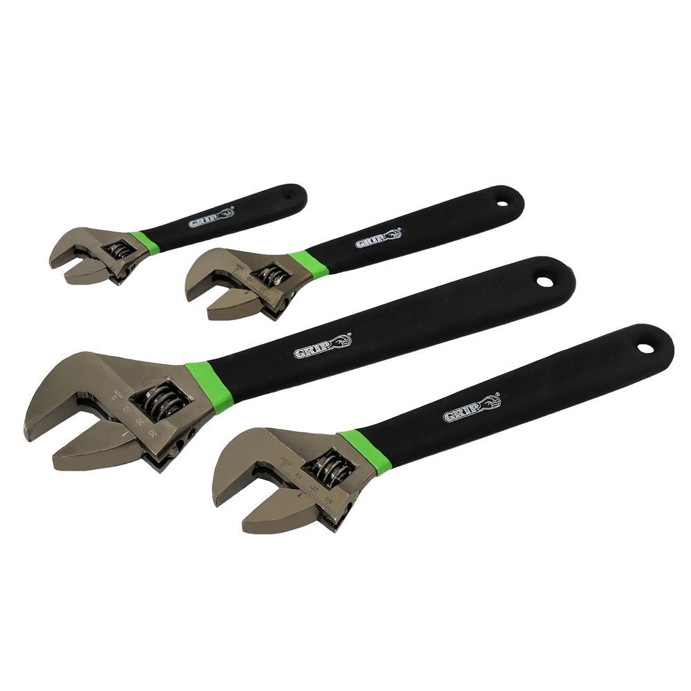 Chrome Plated Adjustable Wrench Set (4Piece) Arborb