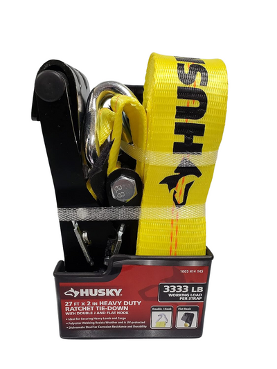 Husky 2 in. x 27 ft. Heavy-Duty Ratchet Tie-Down with Flat Hooks