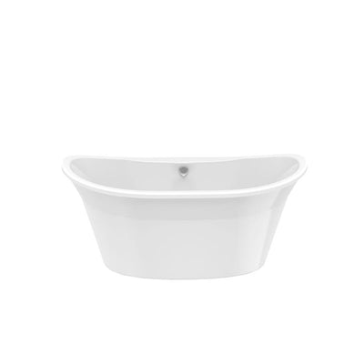 Orchestra 60 in. Fiberglass Center Drain Non-Whirlpool Flatbottom Freestanding Bathtub in White - Super Arbor