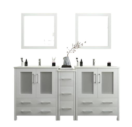 Brescia 72 in. W x 18 in. D x 36 in. H Bath Vanity in White with Vanit ...