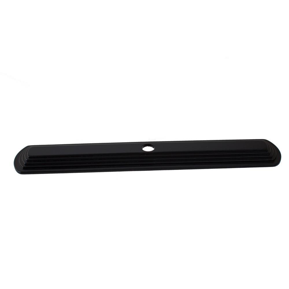 6 in. Matte Black Narrow Rounded Rectangle Knob Backplates (10