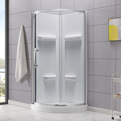 Maia 32 in. x 79.50 in. Corner Drain Corner Shower Kit in Clear and Chrome - Super Arbor