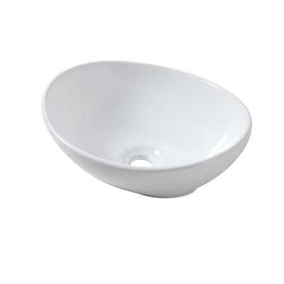 16 in. x 13 in. Vessel Sink Egg Shape Bathroom Ceramic Porcelain Vanity Art Basin Modern in White - Super Arbor