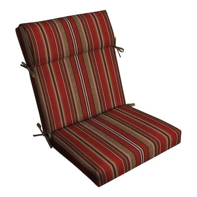 allen + roth Priscilla Stripe Red High Back Patio Chair Cushion