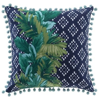 allen + roth Floral Navy, Green, and White Square Throw Pillow