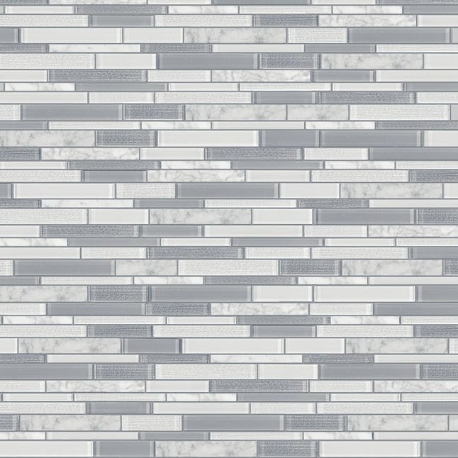 Satori Mystique Winter 12-in x 12-in Multi-finish Glass Marble Linear ...