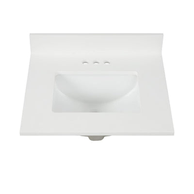 25 in. W x 22 in. D x 0.75 in. H Quartz Vanity Top in Snow White with White Basin - Super Arbor