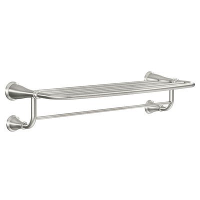 Banbury 10-1/4 in. L x 4 in. H x 24 in. W Zinc Hotel-Style Bathroom Shelf in Brushed Nickel - Super Arbor