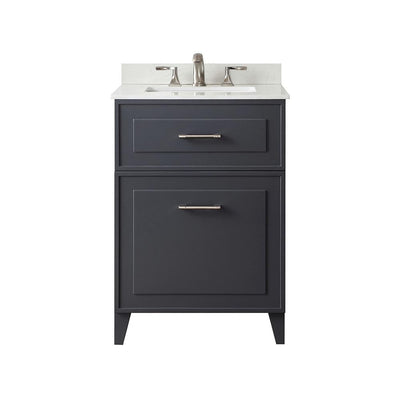 Lillywood 24 in. W x 22 in. D Bath Vanity in Dark Charcoal with Cultured Stone Vanity Top in White with White Basin - Super Arbor