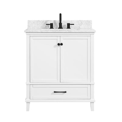 Merryfield 31 in. W x 22 in. D Bath Vanity in White with Marble Vanity Top in Carrara White with White Basin - Super Arbor