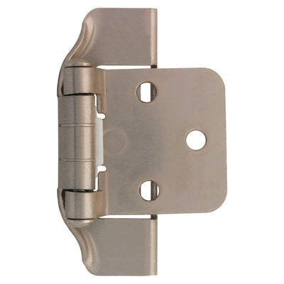 Satin Nickel Semi-Wrap 1/2 in. Overlay Cabinet Hinge (1-Pair) - Super Arbor