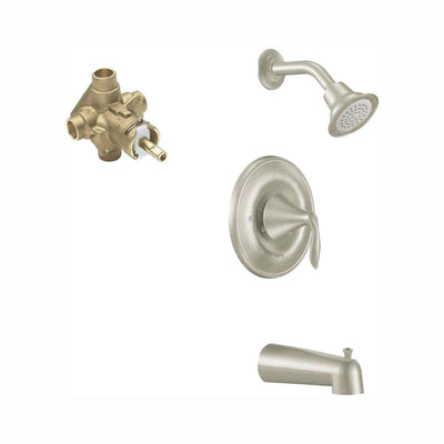 Eva Single-Handle 1-Spray Posi-Temp Tub and Shower Faucet with Eco-Performance in Brushed Nickel (Valve Included) - Super Arbor