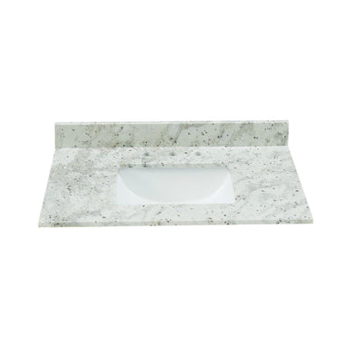 31 in. W x 22 in. D x .75 H Granite Vanity Top in Glacier White with White Basin - Super Arbor