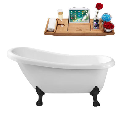 61 in. Acrylic Clawfoot Non-Whirlpool Bathtub in White - Super Arbor