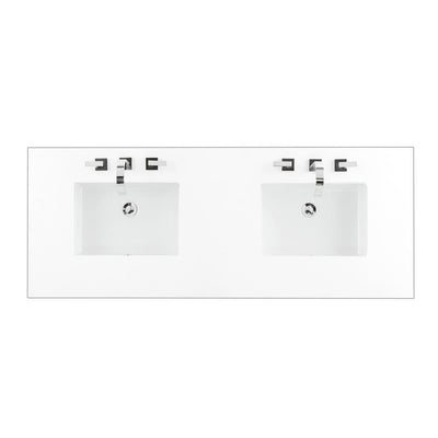 60 in. Double Basin Vanity Top in Classic White Silestone Quartz with White Basin - Super Arbor