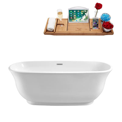 59.1 in. Acrylic Flatbottom Non-Whirlpool Bathtub in Glossy White - Super Arbor