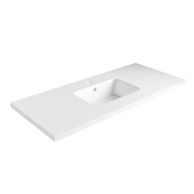 True 51 in. W Solid Surface Vessel Vanity Top in Matt White with Matt White Basin - Super Arbor