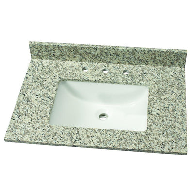 31 in. W Granite Single Vanity Top in Blanco Perla with White Sink - Super Arbor