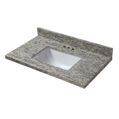 25 in. W x 19 in. D Granite Vanity Top in Santa Cecilia with White Single Trough Sink - Super Arbor