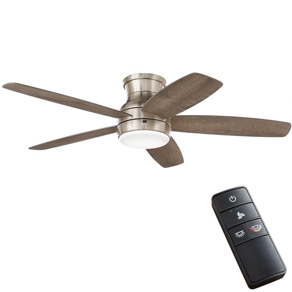 52-in Brushed Nickel Color-changing Indoor Flush Mount on sale Ceiling Fan Remote