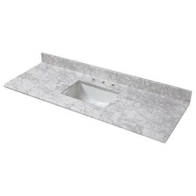 61 in. W x 22 in. D Marble Single Trough Sink Vanity Top in Carrara - Super Arbor