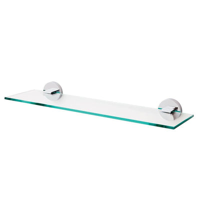 Neo 5.31 in. W Wall-Mounted Bathroom Glass Shelf in Polished Chrome - Super Arbor