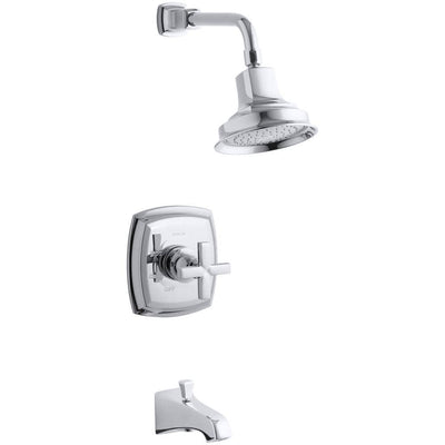 Margaux Single-Handle 1-Spray 2.5 GPM Tub and Shower Faucet with Cross Handle in Polished Chrome - Super Arbor