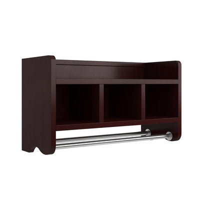 25 in. W Bath Storage Shelf with Towel Rod in Espresso - Super Arbor