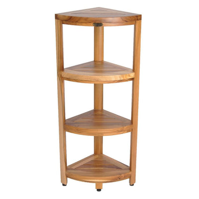 EarthyTeak Oasis 12 in. 4-Tier Teak Corner Shelf - Super Arbor