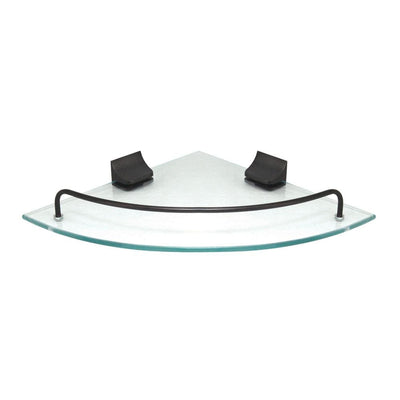 9.5 in. x 9.5 in. Glass Corner Shelf with Pre-Installed Rails in Rubbed Bronze - Super Arbor