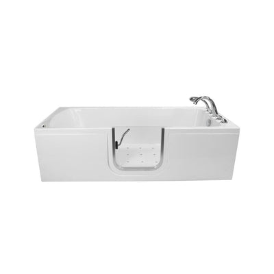 Laydown 72 in. Walk-in Air Bath Bathtub in White with Right Hinged Middle Glass Door, 5 PC Fast Fill Faucet, Right Drain - Super Arbor