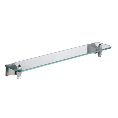 Exhibit 24 in. L x 4.9 H x 2.5 in. W Glass Bathroom Shelf in Brushed Nickel - Super Arbor