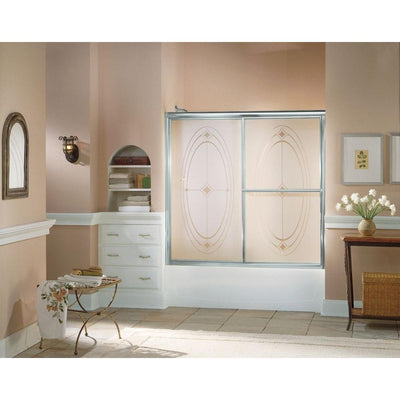 Deluxe 59-3/8 in. x 56-1/4 in. Framed Sliding Bathtub Door in Silver with Handle - Super Arbor