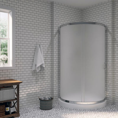 Breeze 36 in. L x 36 in. W x 76 in. H Corner Shower Kit with Intimacy Glass, Shower Base in White - Super Arbor