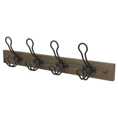 18 in. Graywash and Matte Black Rustic Wire Hook Rack - Super Arbor