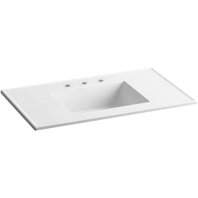 Ceramic/Impressions 37 in. Vitreous China Vanity Top with Basin in White Impressions - Super Arbor