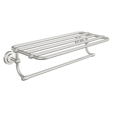 ISO 10-7/10 in. L x 6-9/25 in. H x 26-19/20 in. W Zinc Hotel-Style Bathroom Shelf in Brushed Nickel - Super Arbor