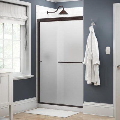 Simplicity 48 in. x 70 in. Semi-Frameless Traditional Sliding Shower Door in Bronze with Niebla Glass - Super Arbor