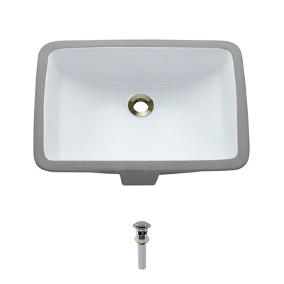 MR Direct Undermount Porcelain Bathroom Sink in White with Pop-Up Drain in Chrome - Super Arbor