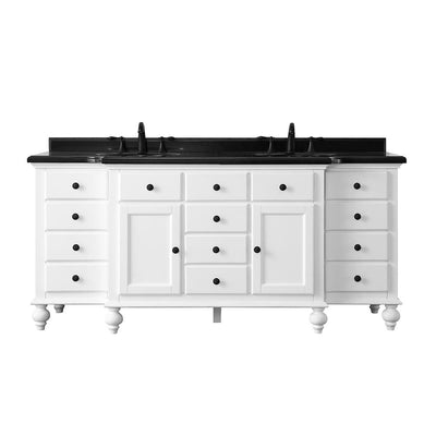 Heartside 72 in. W x 23 in. D Vanity in White with Granite Vanity Top in Black with White Basin - Super Arbor