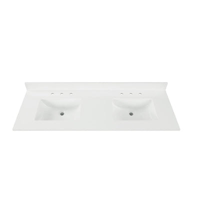 73 in. W x 22 in. D x 0.75 in. H Quartz Vanity Top in Snow White with White Basins - Super Arbor