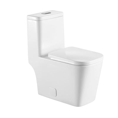 Round Bowl One-Piece Dual Flush 1.28 GPF/0.88 GPF High Efficiency Skirted All-in-One Toilet in White Seat Included - Super Arbor