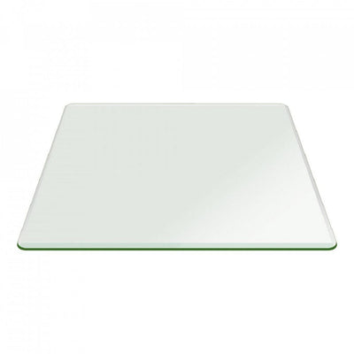 20 in. Clear Square Glass Table Top 1/2 in. Thick Bevel Polish Tempered Radius Corners - Super Arbor