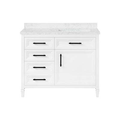 Aiken 42 in. W x 22 in. D Bath Vanity in White with Cultured Marble Vanity Top in White with white Basin - Super Arbor