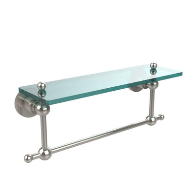 Astor Place 16 in. L  x 4 in. H  x 5 in. W  Clear Glass Vanity Bathroom Shelf with Towel Bar  in Polished Nickel - Super Arbor