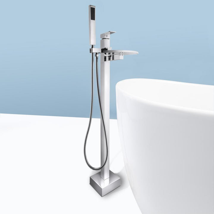 Handle outlets Freestanding Floor Mount Roman Tub Faucet Bathtub Filler with Waterfall S