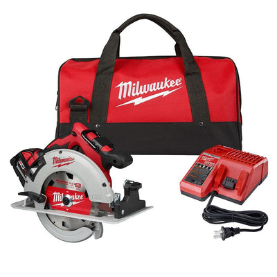 M18 18-Volt Lithium-Ion Brushless Cordless 7-1/4 in. Circular Saw Kit with 1 Battery 5.0Ah, Charger and Bag - Super Arbor