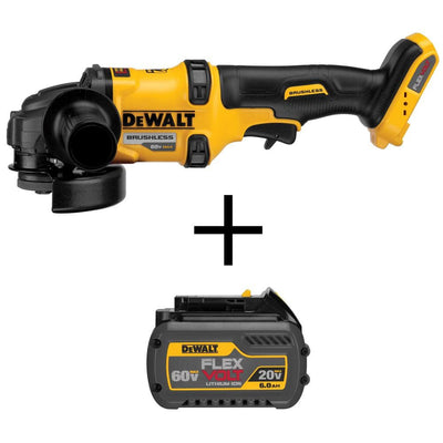 FLEXVOLT 60-Volt MAX Li-Ion Cordless Brushless 4-1/2 in. Angle Grinder (Tool-Only) w/Bonus FLEXVOLT Li-Ion 6 Ah Battery