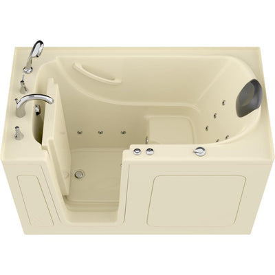 Safe Premier 59.6 in. x 60 in. x 32 in. Left Drain Walk-in Whirlpool Bathtub in Biscuit - Super Arbor