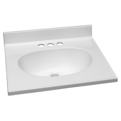 19 in. W x 17 in. D Cultured Marble Vanity Top in White with Solid White Bowl - Super Arbor